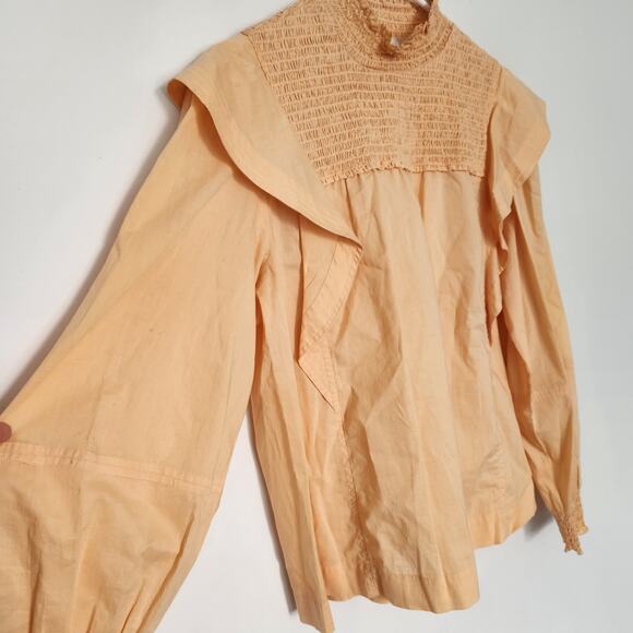 A.L.C. Jillian Top In Orange Peach 8 Victorian‎ Peasant Retro Cottagecore Office - Picture 5 of 8